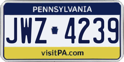 PA license plate JWZ4239