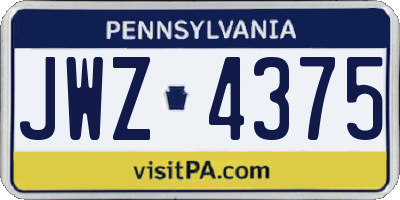 PA license plate JWZ4375