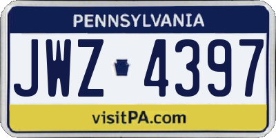 PA license plate JWZ4397
