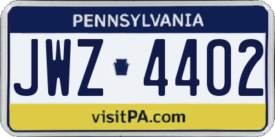 PA license plate JWZ4402