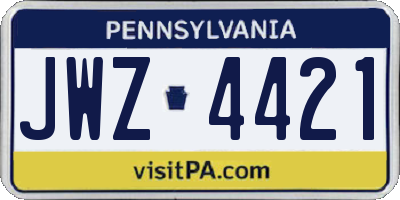 PA license plate JWZ4421