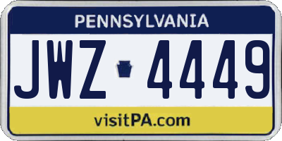 PA license plate JWZ4449