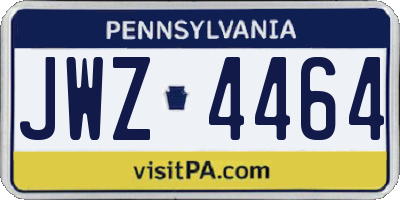 PA license plate JWZ4464