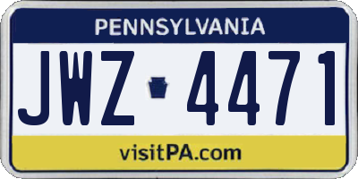PA license plate JWZ4471