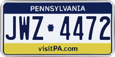 PA license plate JWZ4472