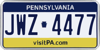 PA license plate JWZ4477