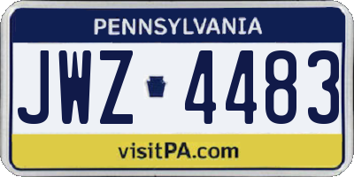 PA license plate JWZ4483