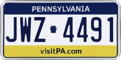 PA license plate JWZ4491