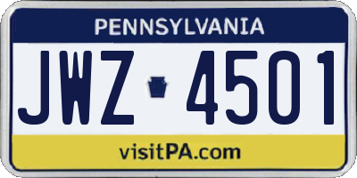 PA license plate JWZ4501
