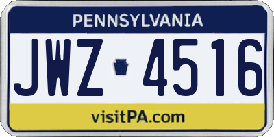 PA license plate JWZ4516