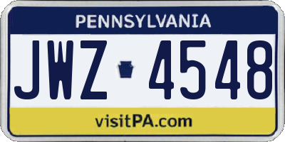 PA license plate JWZ4548