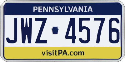 PA license plate JWZ4576