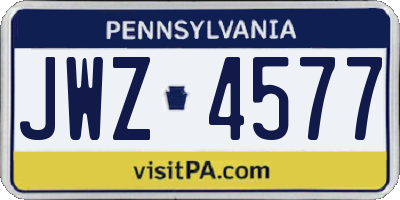 PA license plate JWZ4577