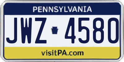PA license plate JWZ4580