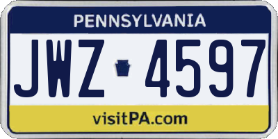 PA license plate JWZ4597