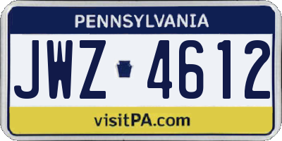 PA license plate JWZ4612