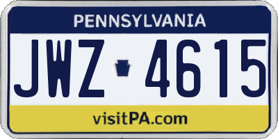 PA license plate JWZ4615