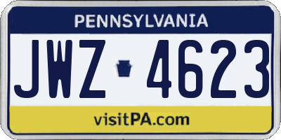 PA license plate JWZ4623