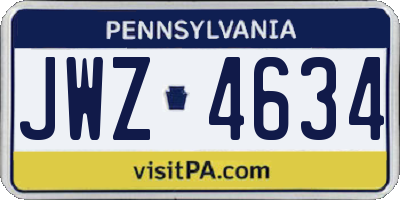PA license plate JWZ4634