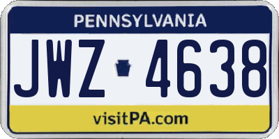 PA license plate JWZ4638