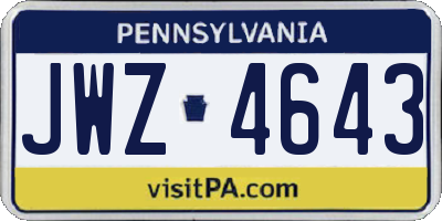 PA license plate JWZ4643