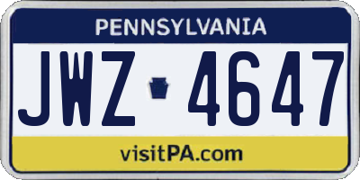 PA license plate JWZ4647