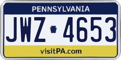 PA license plate JWZ4653
