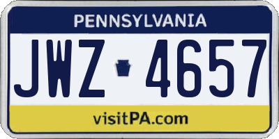 PA license plate JWZ4657