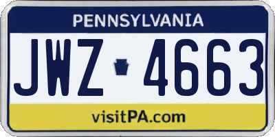 PA license plate JWZ4663