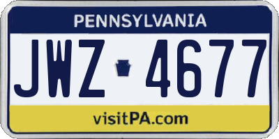 PA license plate JWZ4677