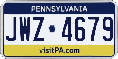 PA license plate JWZ4679