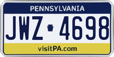 PA license plate JWZ4698
