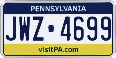 PA license plate JWZ4699