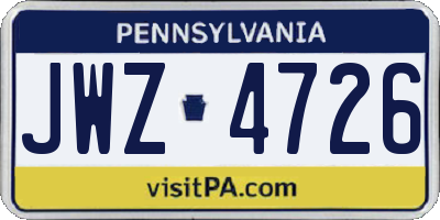 PA license plate JWZ4726