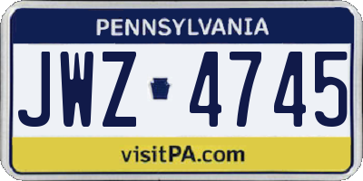 PA license plate JWZ4745