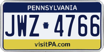 PA license plate JWZ4766