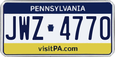 PA license plate JWZ4770