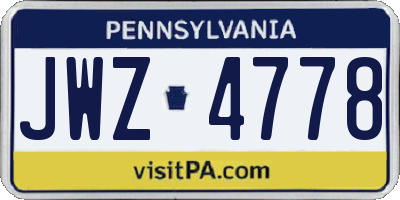 PA license plate JWZ4778