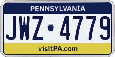 PA license plate JWZ4779