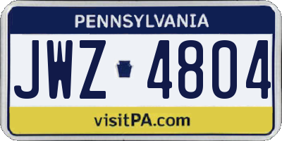 PA license plate JWZ4804