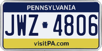 PA license plate JWZ4806
