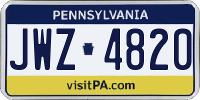 PA license plate JWZ4820