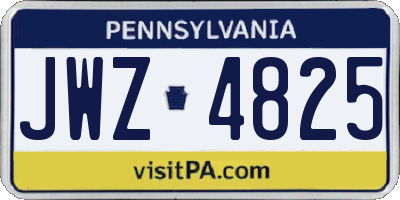 PA license plate JWZ4825