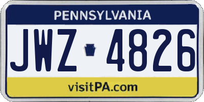 PA license plate JWZ4826