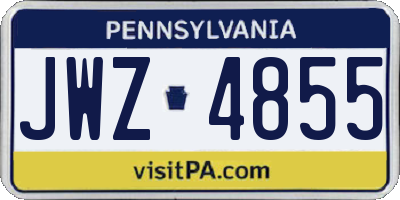 PA license plate JWZ4855