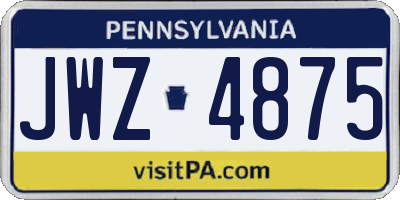 PA license plate JWZ4875
