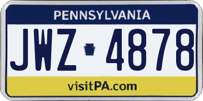 PA license plate JWZ4878