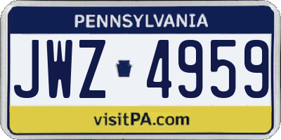PA license plate JWZ4959