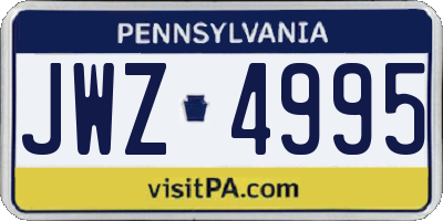 PA license plate JWZ4995