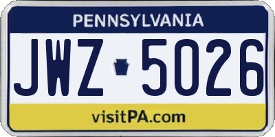 PA license plate JWZ5026